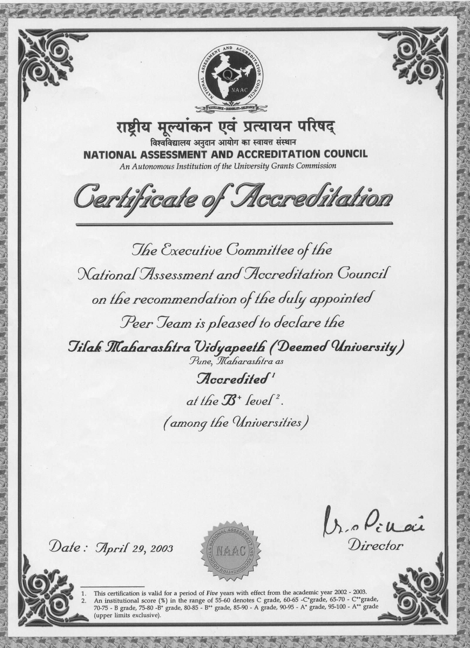 Course Certificate Format